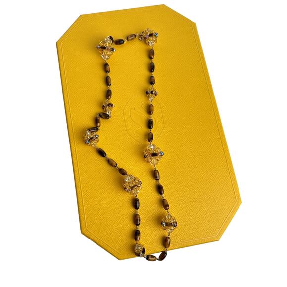 Swarovski Somnia necklace Long, Brown, Gold-tone plated